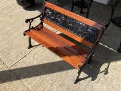 Outlet Pamono Childrens Safari Animals Themed Hand Painted Cast Iron & Mahogany Garden Bench