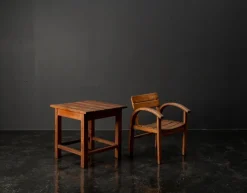 Online Pamono Childrens Table and Chair Set in Beech and Pine, 1960s, Set of 2