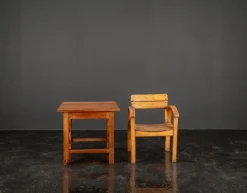 Online Pamono Childrens Table and Chair Set in Beech and Pine, 1960s, Set of 2