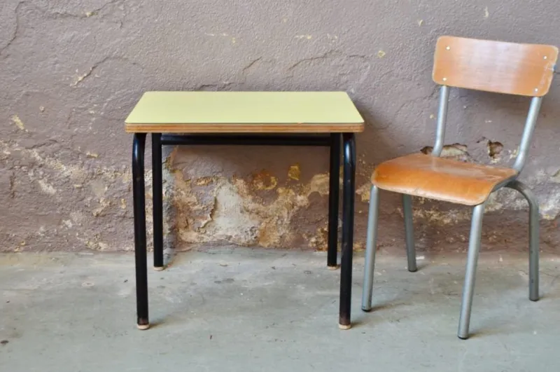 Pamono Child's Desk and Chair in Blue, Set of 2