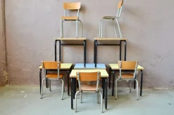 Pamono Child's Desk and Chair in Blue, Set of 2