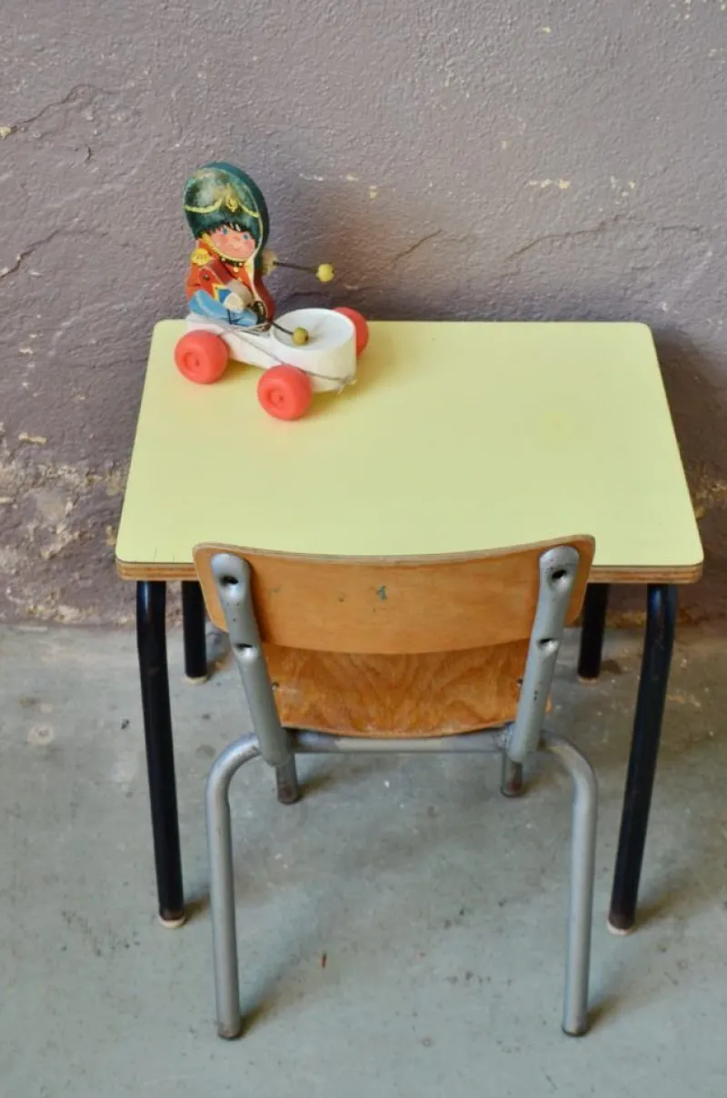 Pamono Child's Desk and Chair in Blue, Set of 2