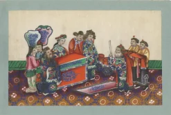 Online Pamono Chinese Artist, Figurative Scene, 1800s, Rice Paper Pith Painting