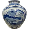 Pamono Chinese Blue and White Porcelain Vase with Lotus Flower Decorations