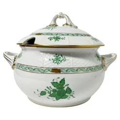 Pamono Chinese Bouquet Apponyi Green Porcelain Soup Tureen with Handles from Herend> Dinnerware Accessories