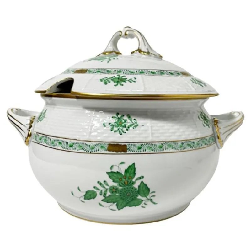 Pamono Chinese Bouquet Apponyi Green Porcelain Soup Tureen with Handles from Herend> Dinnerware Accessories