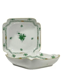 Pamono Chinese Bouquet Apponyi Green Porcelain Salad Dishes from Herend Hungary, Set of 2> Serving Dishes