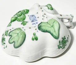 Pamono Chinese Bouquet Apponyi Green Porcelain Coffee Set with Silver from Herend Hungary, Set of 28><noscript><img width=