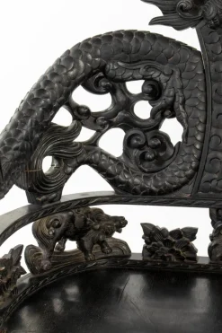 Pamono Chinese Carved Wood Living Room Set, 1930s, Set of 4><noscript><img width=