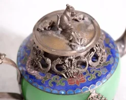 Clearance Pamono Chinese Republic Teapot in Jade and Tin