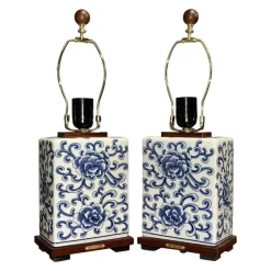 Pamono Chinese Style Blue and White Porcelain Table Lamps from Ralph Lauren, Set of 2> Table Lamps