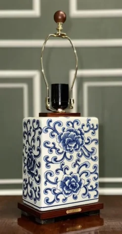 Pamono Chinese Style Blue and White Porcelain Table Lamps from Ralph Lauren, Set of 2><noscript><img width=