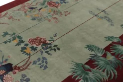 Online Pamono Chinese Style Rug in Red with Green and Blue Pictorial from R&K Principal Jahanshah Nazmiyal