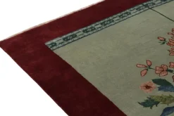 Online Pamono Chinese Style Rug in Red with Green and Blue Pictorial from R&K Principal Jahanshah Nazmiyal