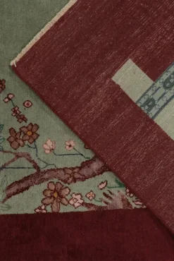 Online Pamono Chinese Style Rug in Red with Green and Blue Pictorial from R&K Principal Jahanshah Nazmiyal