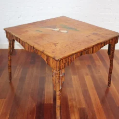 Best Pamono Chinoiserie Bamboo Rattan Card Table, 1890s