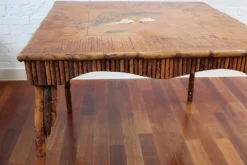 Best Pamono Chinoiserie Bamboo Rattan Card Table, 1890s