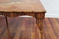 Best Pamono Chinoiserie Bamboo Rattan Card Table, 1890s