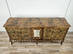 Pamono Chippendale Carved and Worked Chest of 6 Drawers with Central Mirrored Door, 1950s> Dressers, Commodes & Chests