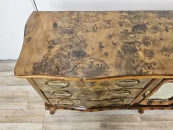 Pamono Chippendale Carved and Worked Chest of 6 Drawers with Central Mirrored Door, 1950s><noscript><img width=