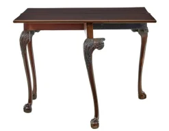 Pamono Chippendale Revival Carved Game Table, 1880s><noscript><img width=