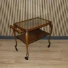 Clearance Pamono Chippendale Style Serving Bar Cart in Wicker and Glass, 1960s