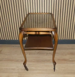 Clearance Pamono Chippendale Style Serving Bar Cart in Wicker and Glass, 1960s