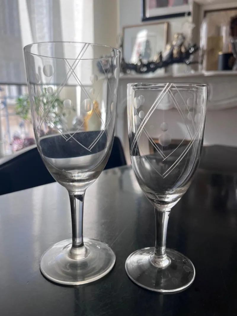 Pamono Chiseled Glasses, 1950s, Set of 20> Glassware