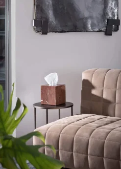 Pamono Chocolate Brown Marble Square Tissue Box by Royal Bee Design> Trunks, Crates & Baskets