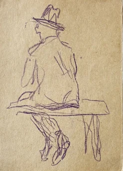 Pamono Christian Rohlfs, Man with Hat, Drawing, Certificate of Authenticity, Provenance: Paul Vogt, Essen><noscript><img width=