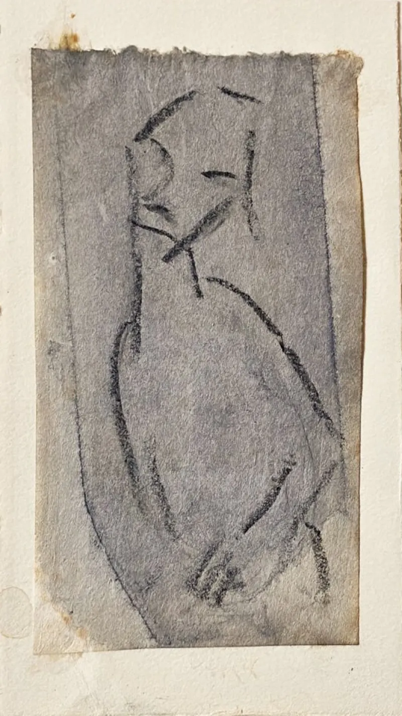 Pamono Christian Rohlfs, Männchen, Charcoal & Watercolor, Certificate of Authenticity, Provenance: Paul Vogt, Essen> Work On Paper