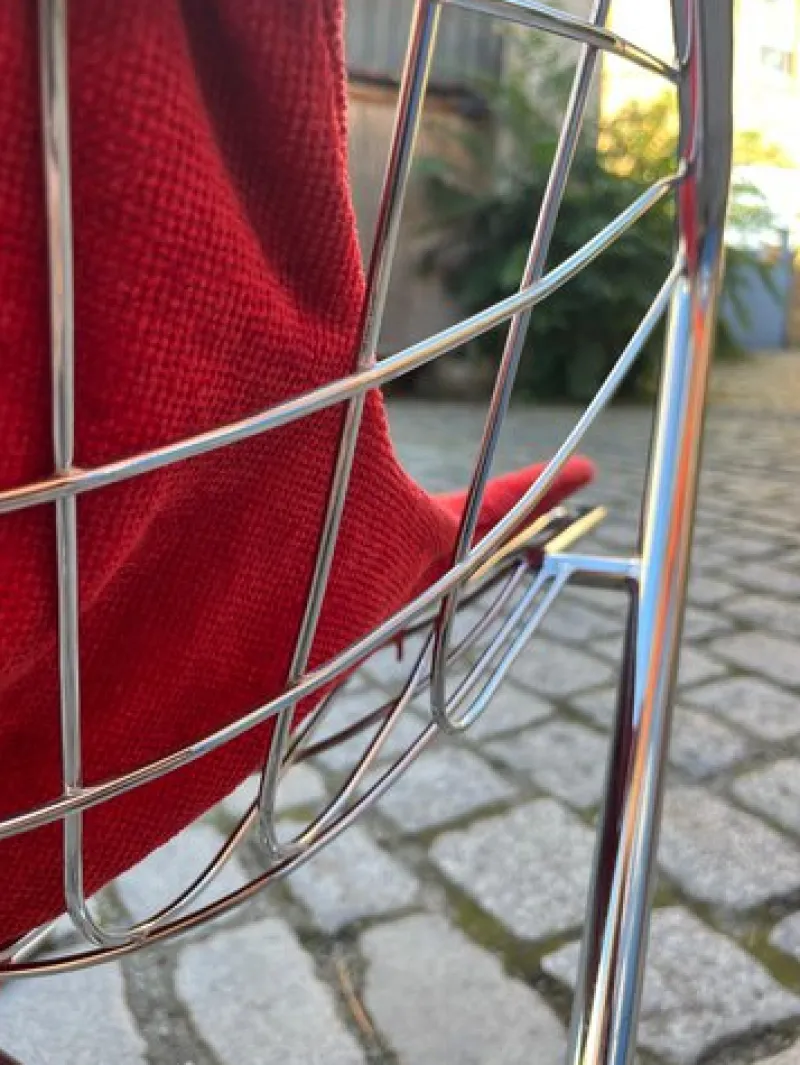 Pamono Chrome Cantilever Chair with Velvet Cushion Cover by Gastone Rinaldi> Office Chairs
