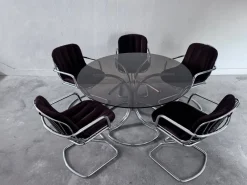Discount Pamono Chrome Dining Table and Chairs attributed to Gastone Rinaldi for Rima, 1970s, Set of 6