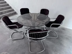 Discount Pamono Chrome Dining Table and Chairs attributed to Gastone Rinaldi for Rima, 1970s, Set of 6