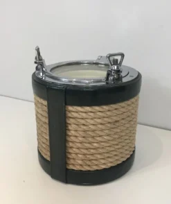 Pamono Chrome, Leather & Rope Ice Bucket, 1940s><noscript><img width=