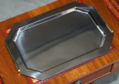 New Pamono Chrome Serving Tray with Gold Gilt Handles from Van Cleef & Arpels Paris