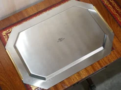 New Pamono Chrome Serving Tray with Gold Gilt Handles from Van Cleef & Arpels Paris