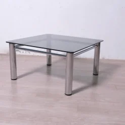 Clearance Pamono Chromed Metal and Smoked Glass Coffee Table, 1970s