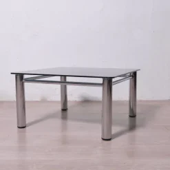 Clearance Pamono Chromed Metal and Smoked Glass Coffee Table, 1970s