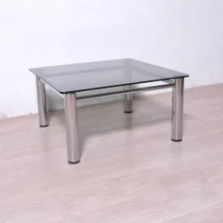 Clearance Pamono Chromed Metal and Smoked Glass Coffee Table, 1970s