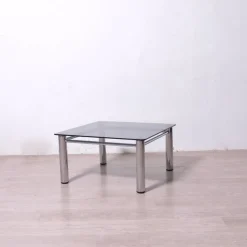 Clearance Pamono Chromed Metal and Smoked Glass Coffee Table, 1970s