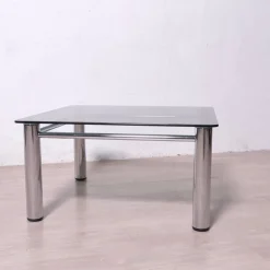 Clearance Pamono Chromed Metal and Smoked Glass Coffee Table, 1970s