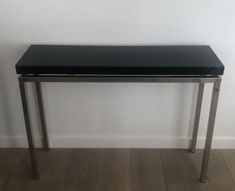 Online Pamono Chrome-Plated Console with Black Lacquered Top