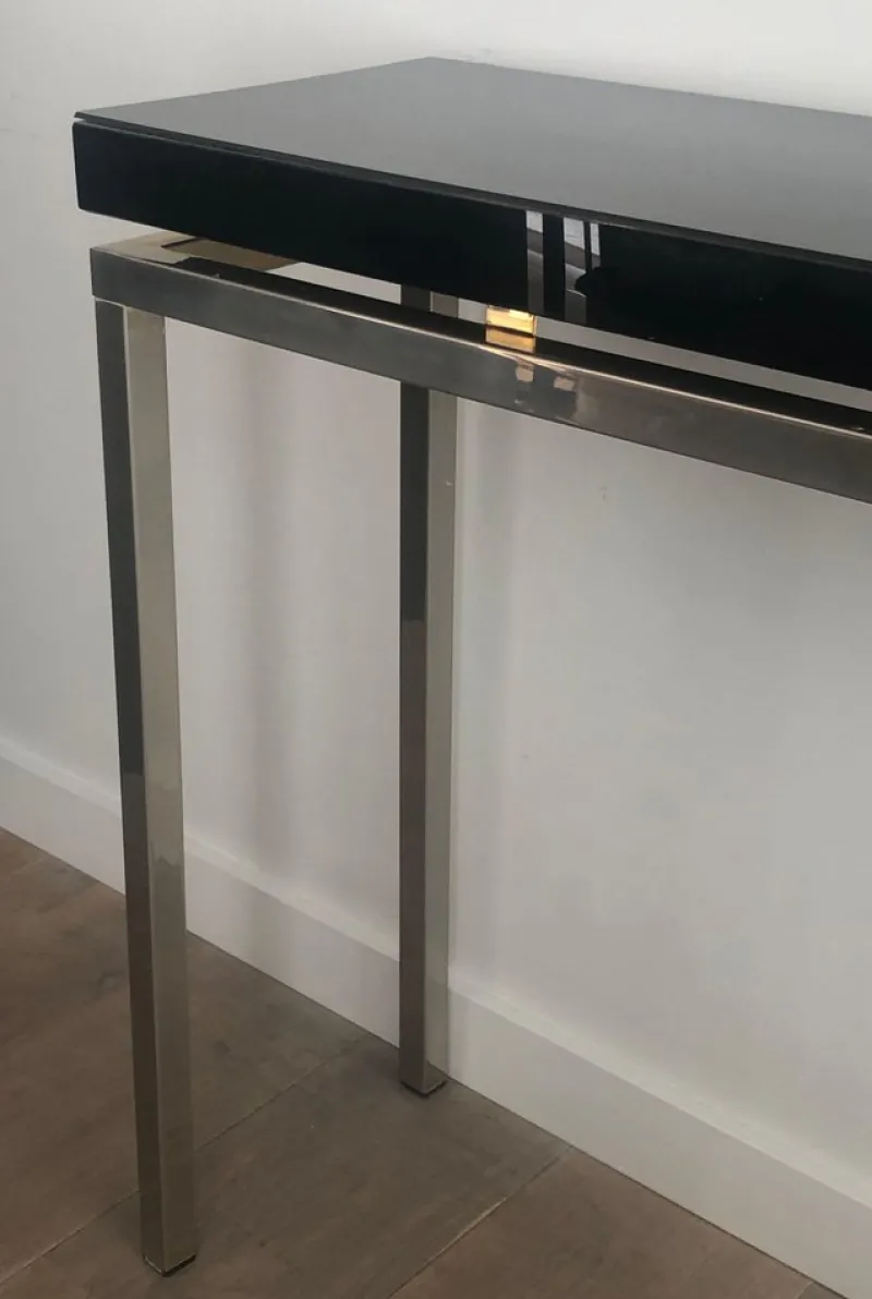 Online Pamono Chrome-Plated Console with Black Lacquered Top