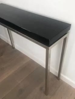 Online Pamono Chrome-Plated Console with Black Lacquered Top