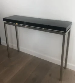 Online Pamono Chrome-Plated Console with Black Lacquered Top