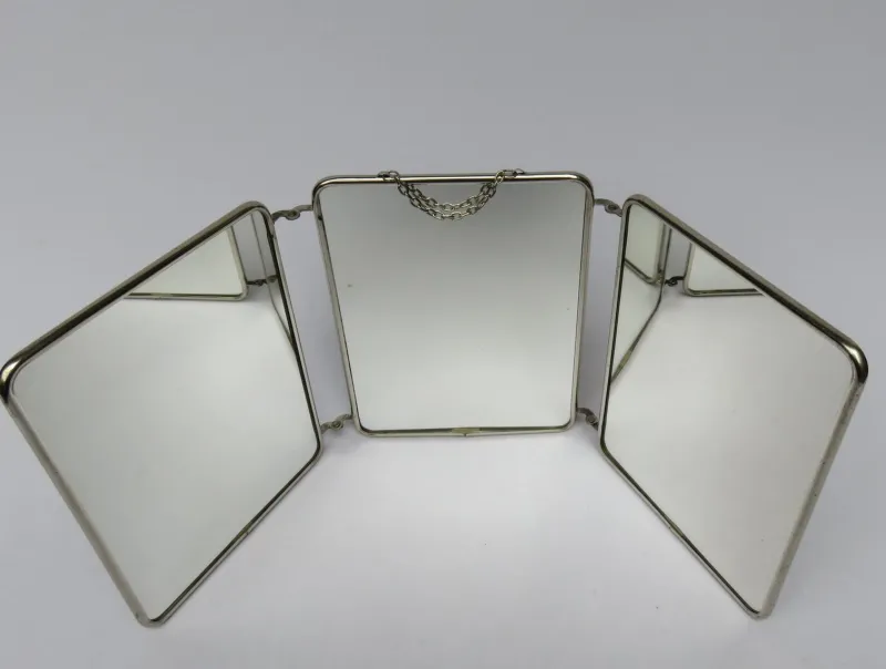 Pamono Chrome-Plated Triptych 3-Part Mirror, France, 1940s> Mirrors