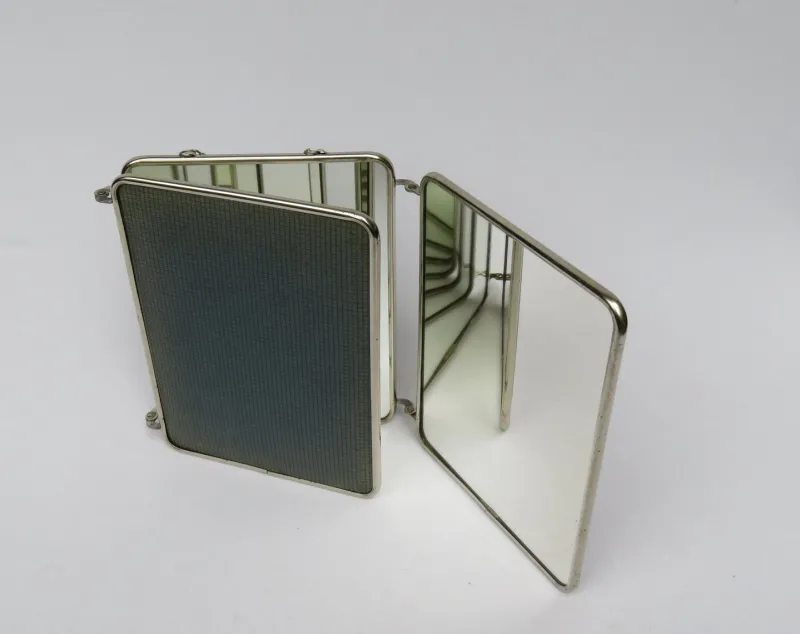 Pamono Chrome-Plated Triptych 3-Part Mirror, France, 1940s> Mirrors