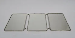 Pamono Chrome-Plated Triptych 3-Part Mirror, France, 1940s><noscript><img width=