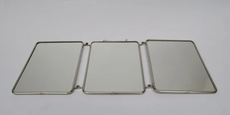 Pamono Chrome-Plated Triptych 3-Part Mirror, France, 1940s> Mirrors